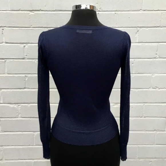 ALANNAH HILL Maybe Baby Blue Sparkly Bow Button Cardi Cropped Cardigan RRP$169 - Picture 7 of 8